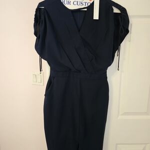 Adelyn Rae Midnight Blue Eyelet Sleeve Dress